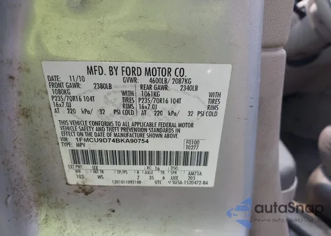 2011 Ford Escape Xlt from USA, damaged, VIN 1FMCU9D74BKA90754